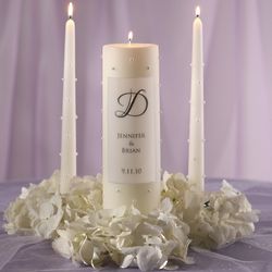 Personalized Faux Pearl Wedding Unity Candle