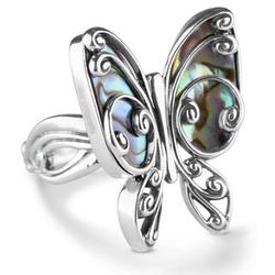 Silver and Abalone Butterfly Ring