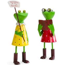 Metal Schoolgirl Frog Sculptures