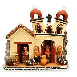 Peru Village Church Ceramic Nativity Scene