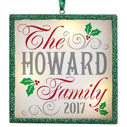Personalized TwinkleBright LED Christmas Holly Family Ornament
