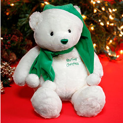 My First Christmas Bear in Green and White
