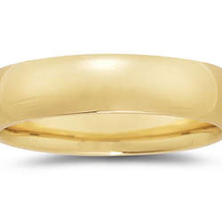 6 mm Plain Domed Men's Wedding Band in 14k Yellow Gold