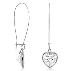 Long Heart CZ Gemstone Earrings