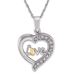Sterling Silver Memorial Love Heart Diamond Pendant