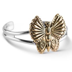 American West Sterling Silver Brass Butterfly Cuff Bracelet
