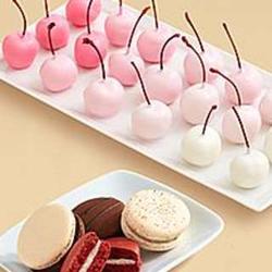 4 Classic Macarons and 20 Hand-Dipped Ombre Cherries