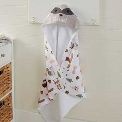 Woodland Adventure Raccoon Personalized Hooded Towel