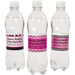 Personalized Pink Ribbon Water Bottle Labels