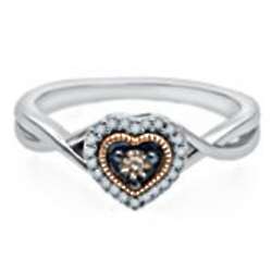 Sparkling Champagne and White Diamond Heart Ring