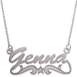 Sterling Silver Name Necklace with Star Tail