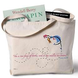 Too Fond of Books Quote Tote