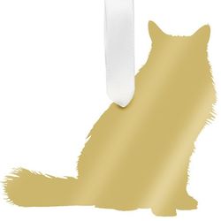 Long Haired Cat Ornament in Gold Acrylic