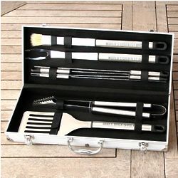 Stainless Steel Personalized Grilling Tools in Monogrammed Case