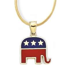 Republican Elephant Pendant in 14k Gold