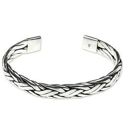 Singaraja Weave Sterling Silver Cuff Bracelet