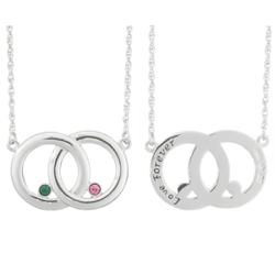 Sterling Silver Couple's Infinity Circle Birthstone Pendant