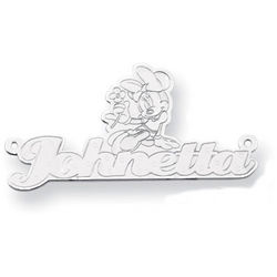14K White Gold Personalized Minnie Mouse Name Pendant