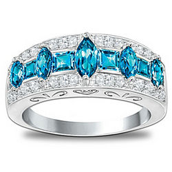Blue Rhapsody Topaz and Diamond Ring