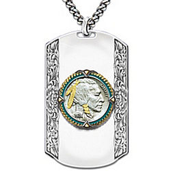 Engraved Spirit of the West Indian Head Nickel Dog Tag Pendant