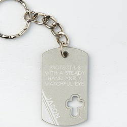Personalized Bless This Driver Cross Keychain