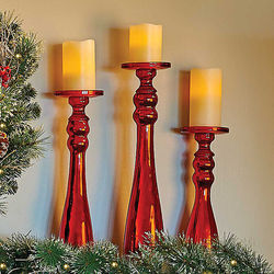 Red Glass Candleholders
