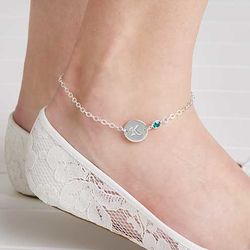 Personalized Ankle Bracelet with Swarovski Birthstones