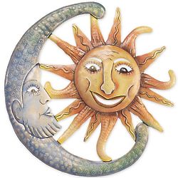 Smiling Moon and Sun Metal Wall Art
