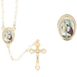 First Communion Girl's Rosary with Lapel Pin Gift Set