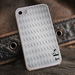 Personalized Diamond Plate White Trimmed iPhone Case