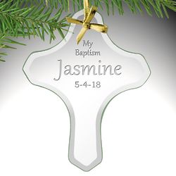 My Baptism Personalized Glass Cross Ornament