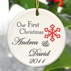 Personalized Our First Christmas Snowflake Ornament