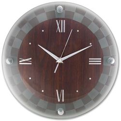 12" Round Woodgrain and Glass Wall Clock