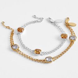 Silver or Gold-Plated Birthstone Chain Bracelet