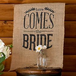 Here Comes the Bride Burlap Sign