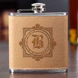 Winchester Cocoa Leather Personalized Hip Flask