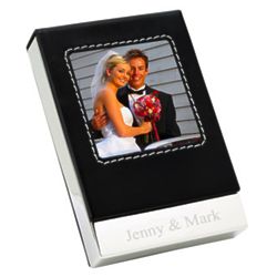 Leather Desktop Photo Business Card Holder