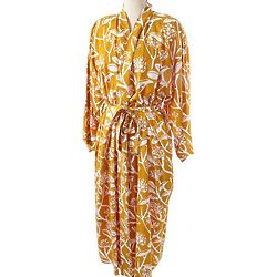 Golden Floral Kimono Robe