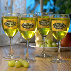 Personalized Gold Chateau Wine Glasses