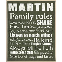 Personalized Love Your Family Rules Canvas Wall Art