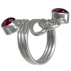 Sterling Silver and Garnet Life Force of Peace Ring