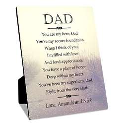 My Hero Personalized Plaque with Easel for Dad
