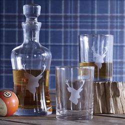 Gentleman's Stag Etched Decanter and Tumblers