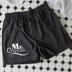 Personalized Wedding Boxer Shorts in Black