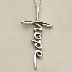 Sterling Silver Hope Script Cross Necklace