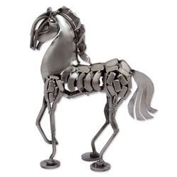 Metallic Horse Recycled Auto Parts Sculpture