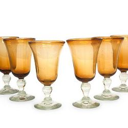 Golden Glow Handblown Glass Goblets