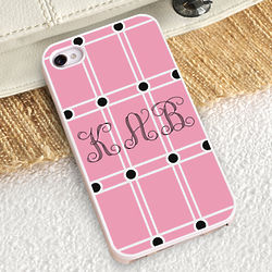 Personalized Perky Pink iPhone Case with White Trim