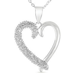 Sterling Silver Diamond Heart Pave Pendant