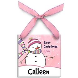 Chilly Snowgirl First Christmas Personalized Ornament